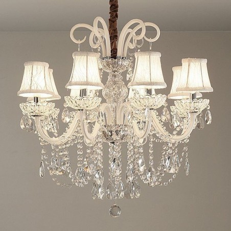 Lampadario a sospensione in cristallo bianco stile europeo