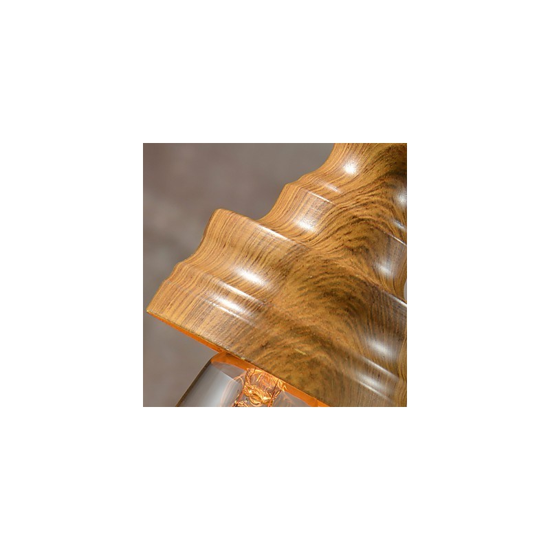 Lampada a sospensione moderna 1 luce in legno/bambù e vetro regolabile