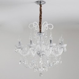Lampadario a sospensione in cristallo bianco stile europeo