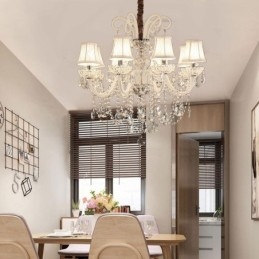 Lampadario a sospensione in cristallo bianco stile europeo