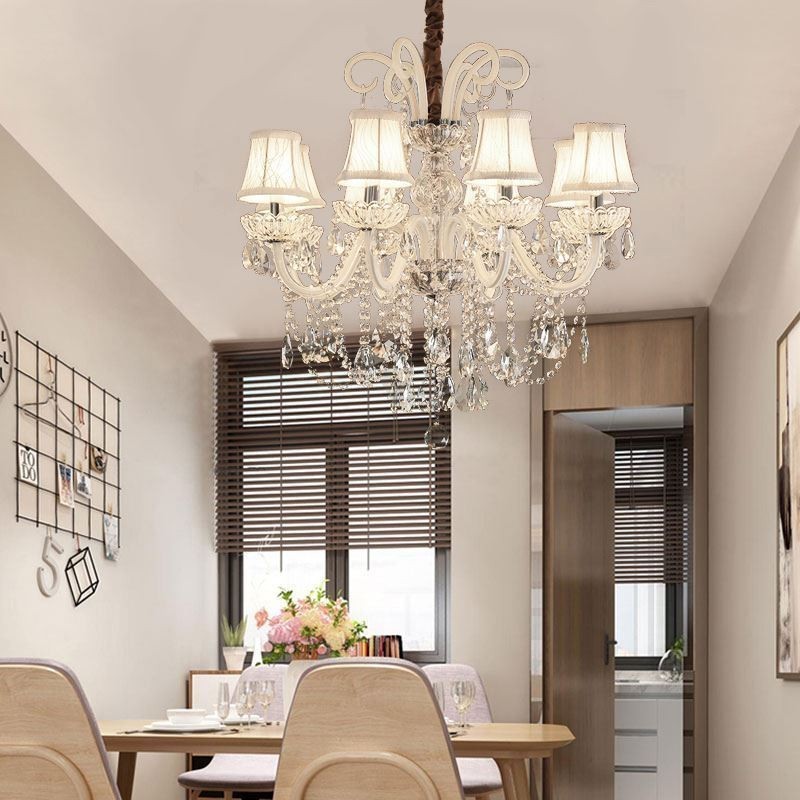 Lampadario a sospensione in cristallo bianco stile europeo