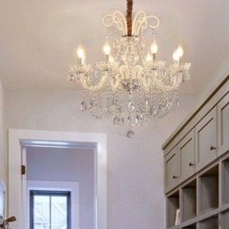 Lampadario a sospensione in cristallo bianco stile europeo