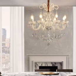 Lampadario a sospensione in cristallo bianco stile europeo