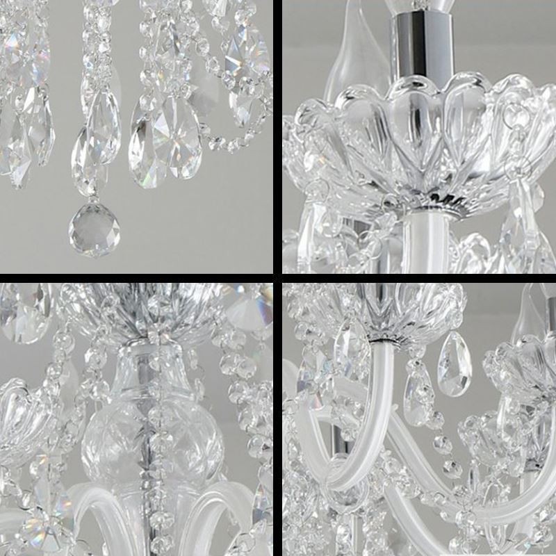 Lampadario a sospensione in cristallo bianco stile europeo