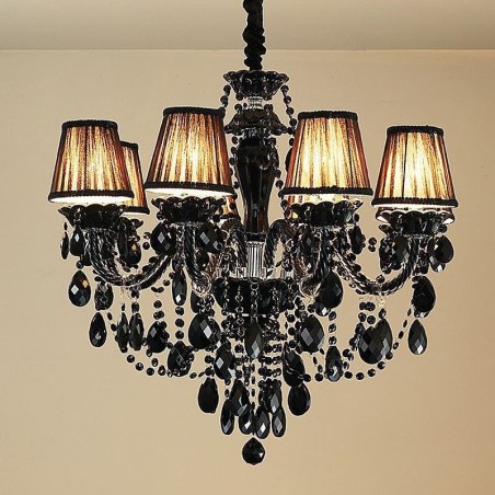 Lampadario europeo in cristallo nero a 10 luci