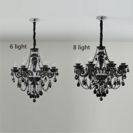 Lampadario europeo in cristallo nero a 10 luci
