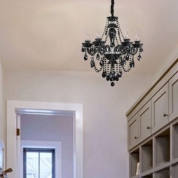 Lampadario europeo in cristallo nero a 10 luci