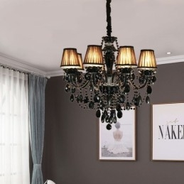 Lampadario europeo in cristallo nero a 10 luci