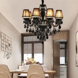 Lampadario europeo in cristallo nero a 10 luci
