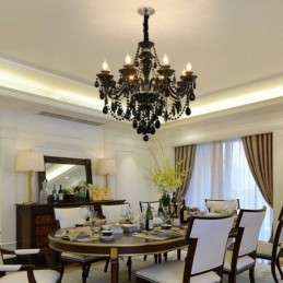 Lampadario europeo in cristallo nero a 10 luci