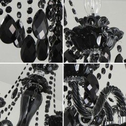 Lampadario europeo in cristallo nero a 10 luci