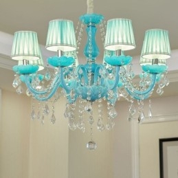 Lampadario in cristallo creativo stile europeo con paralume in tessuto