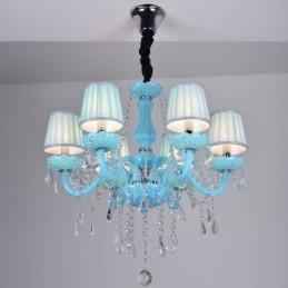 Lampadario in cristallo creativo stile europeo con paralume in tessuto