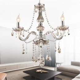 Lampadario a sospensione in cristallo cognac europeo in vetro
