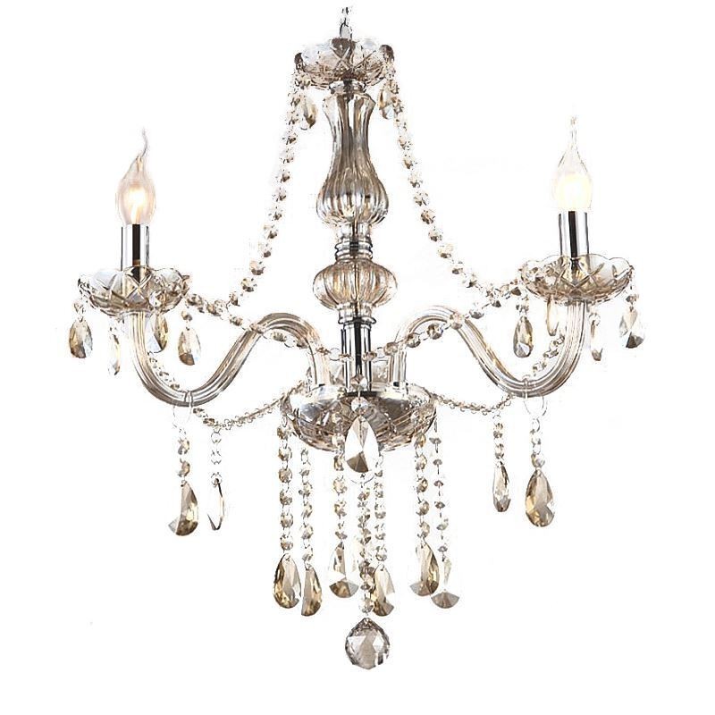 Lampadario a sospensione in cristallo cognac europeo in vetro