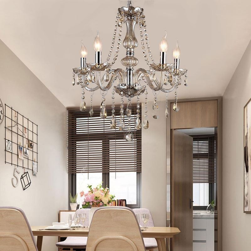 Lampadario a sospensione in cristallo cognac europeo in vetro
