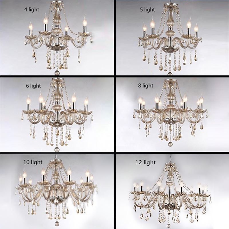 Lampadario a sospensione in cristallo cognac europeo in vetro