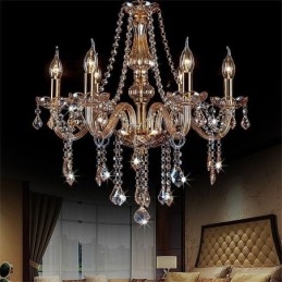 Lampadario in cristallo color ambra stile europeo
