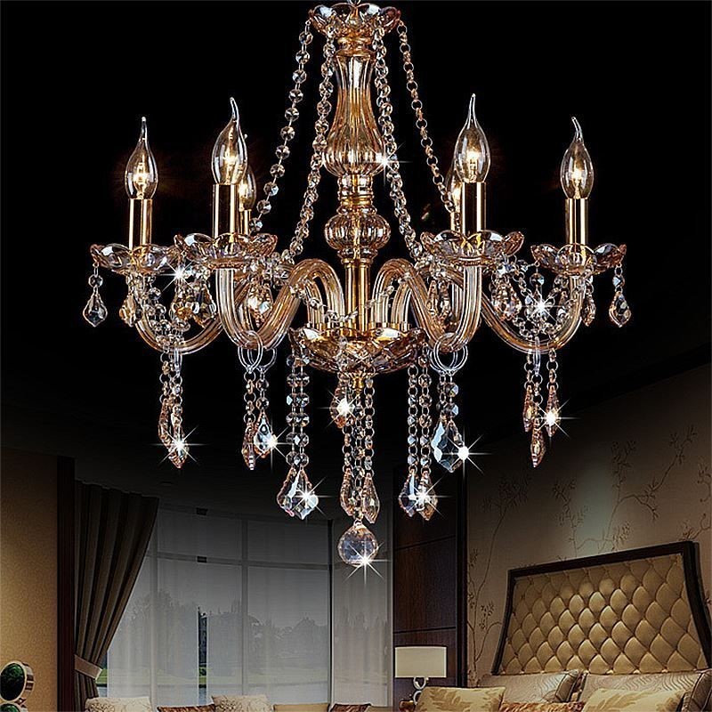 Lampadario in cristallo color ambra stile europeo