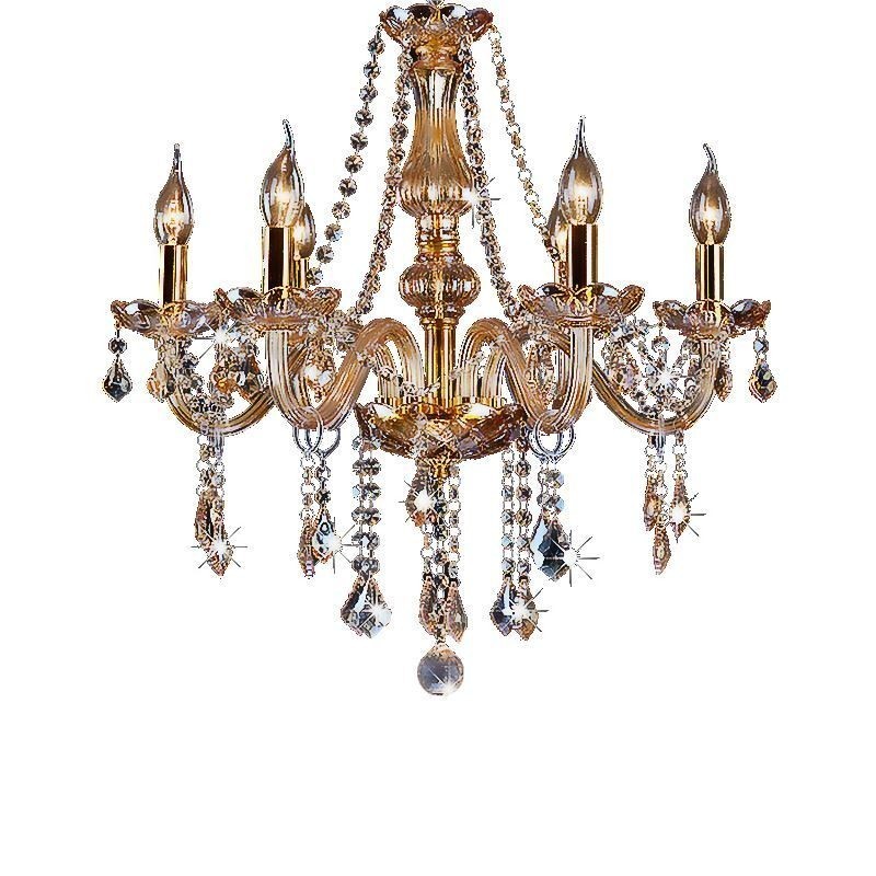 Lampadario in cristallo color ambra stile europeo