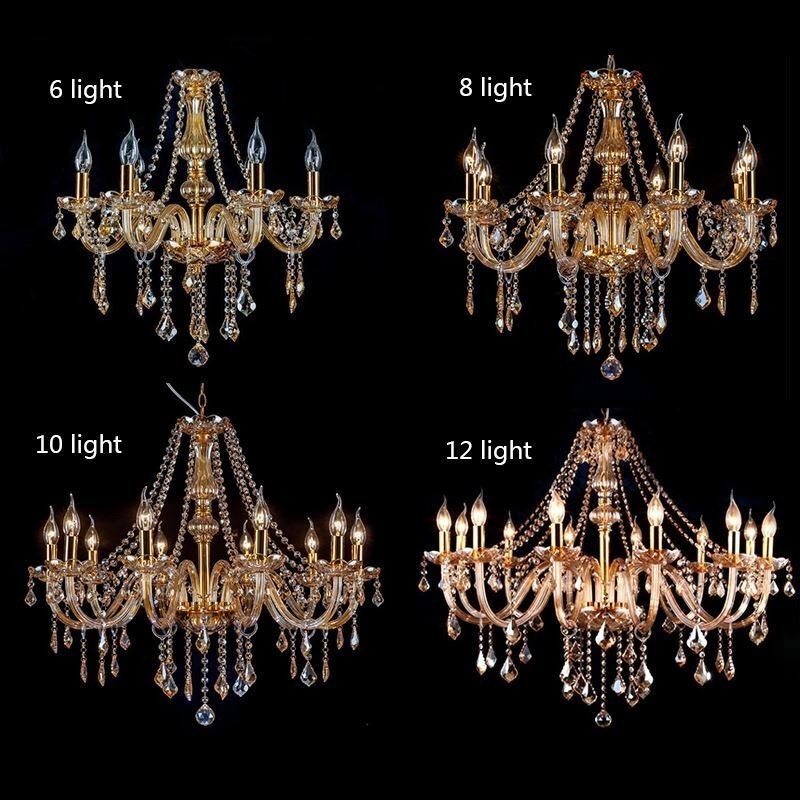 Lampadario in cristallo color ambra stile europeo