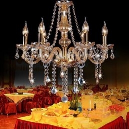 Lampadario in cristallo color ambra stile europeo