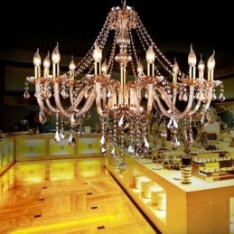 Lampadario in cristallo color ambra stile europeo