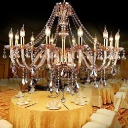 Lampadario in cristallo color ambra stile europeo