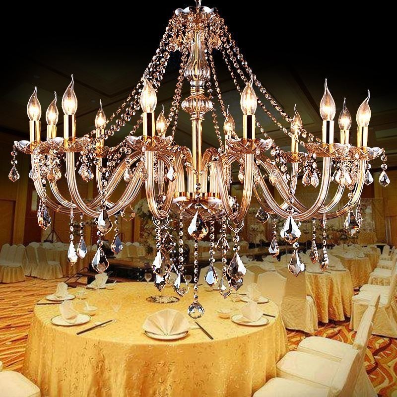 Lampadario in cristallo color ambra stile europeo