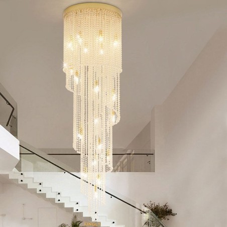 Lampadario in cristallo moderno a 19 luci per scale