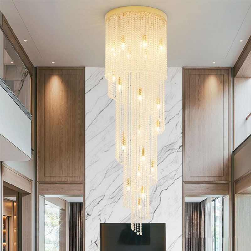 Lampadario in cristallo moderno a 19 luci per scale