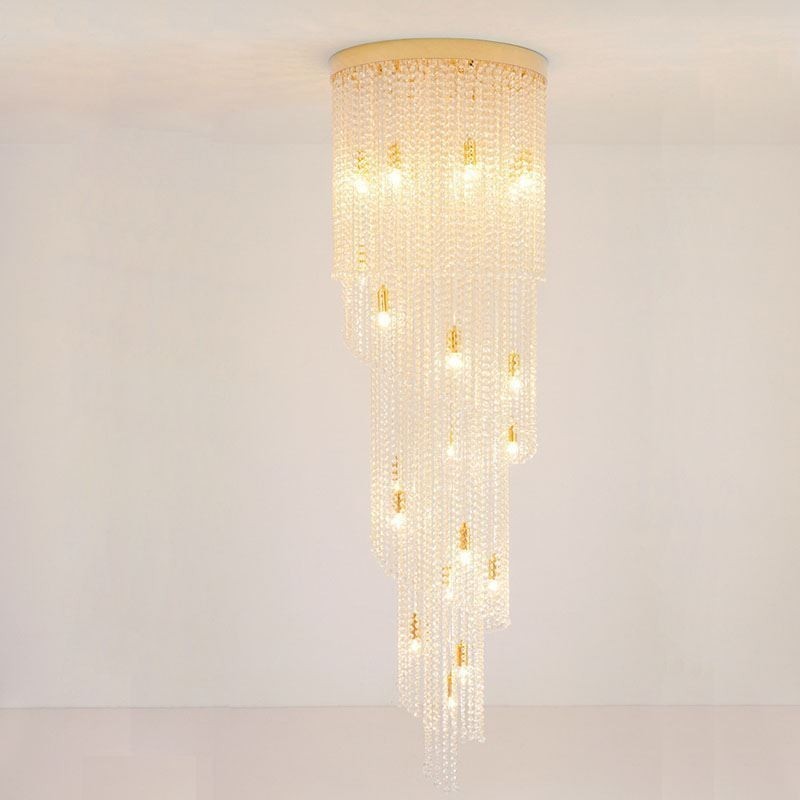 Lampadario in cristallo moderno a 19 luci per scale