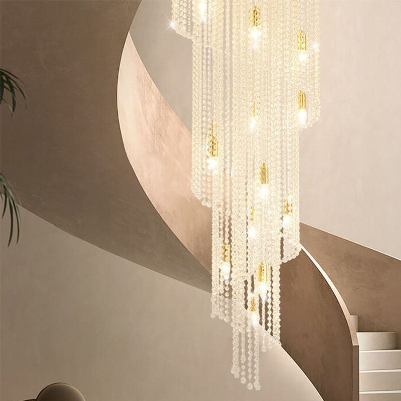 Lampadario in cristallo moderno a 19 luci per scale
