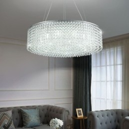Lampadario in cristallo moderno da soffitto, 12 luci, 60xH15 cm