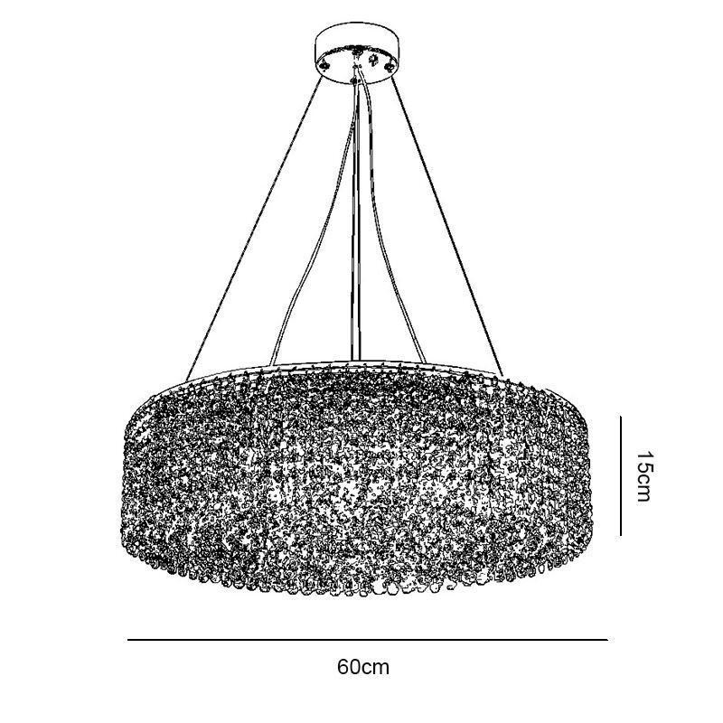 Lampadario in cristallo moderno da soffitto, 12 luci, 60xH15 cm