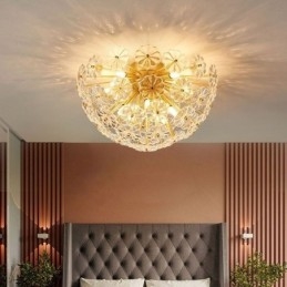 Lampada da soffitto a filo floreale in vetro semicircolare
