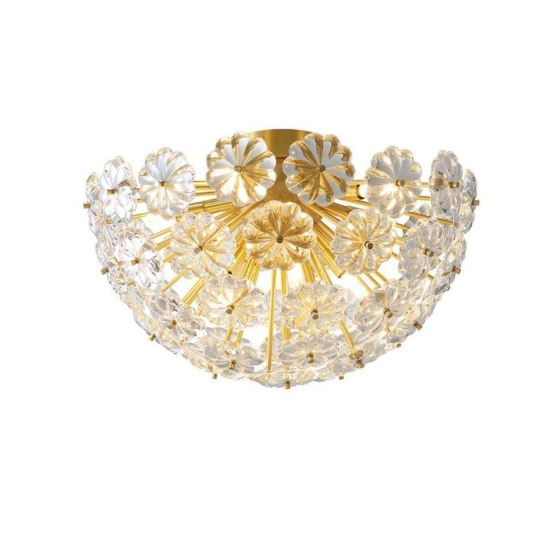 Lampada da soffitto a filo floreale in vetro semicircolare