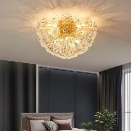 Lampada da soffitto a filo floreale in vetro semicircolare