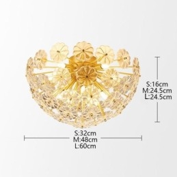 Lampada da soffitto a filo floreale in vetro semicircolare