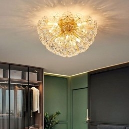 Lampada da soffitto a filo floreale in vetro semicircolare