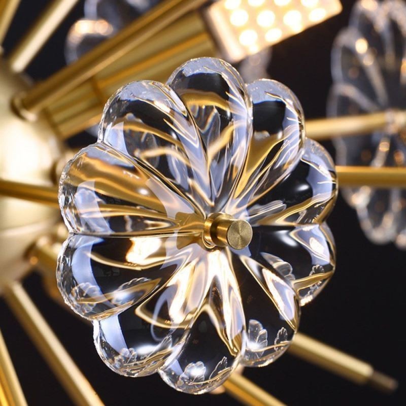 Lampada da soffitto a filo floreale in vetro semicircolare