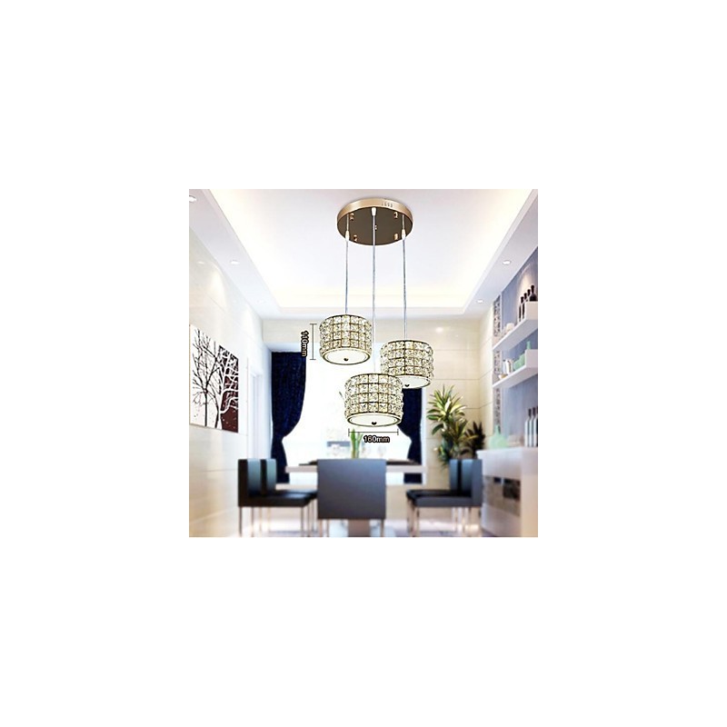 Lampada a sospensione in cristallo a 3 luci Droplight
