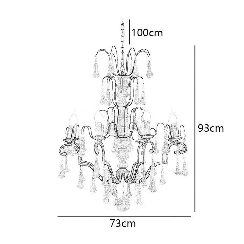 Lampadario retrò in legno e ferro 8 luci E12/E14 73x93 cm