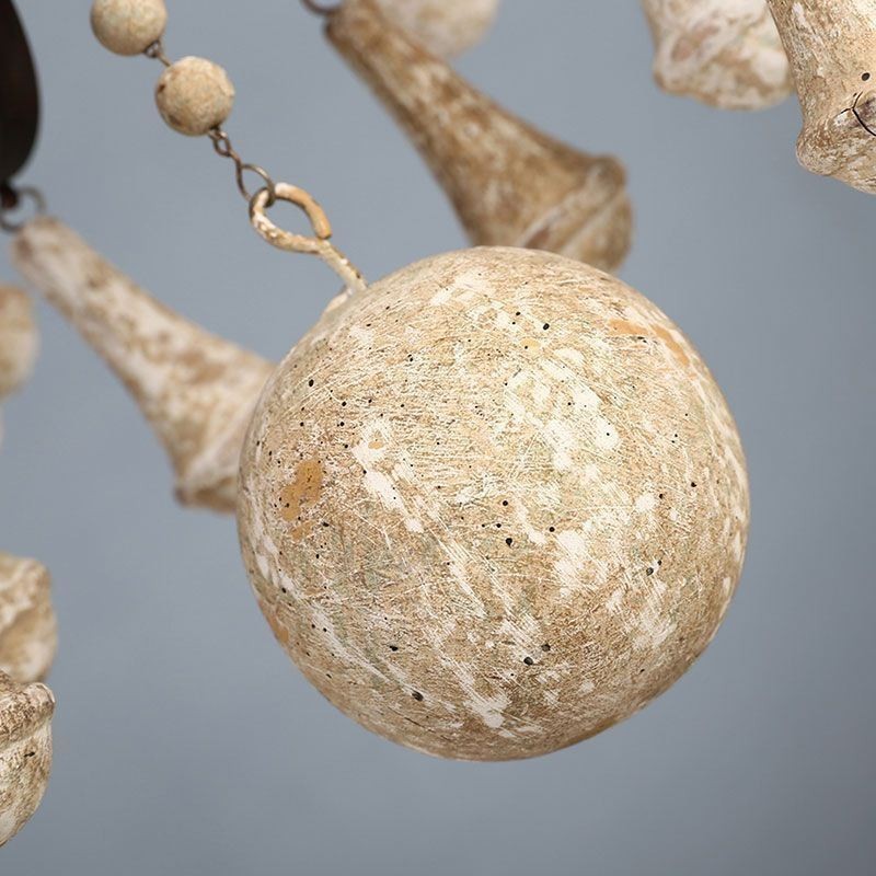 Lampadario retrò in legno e ferro 8 luci E12/E14 73x93 cm