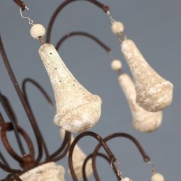 Lampadario retrò in legno e ferro 8 luci E12/E14 73x93 cm