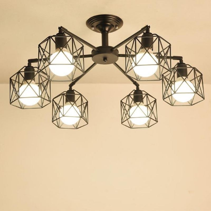 Lampada a sospensione moderna in ferro a gabbia per uccelli 3/6/8 luci E26/E27
