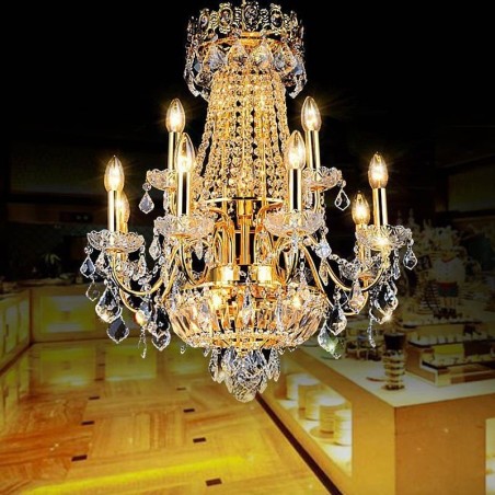 Lampadario di cristallo europeo per scale duplex