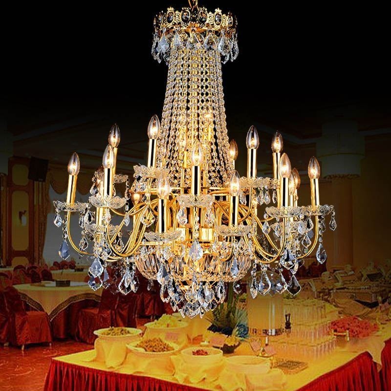 Lampadario di cristallo europeo per scale duplex