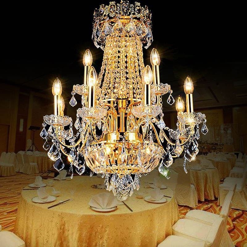 Lampadario di cristallo europeo per scale duplex