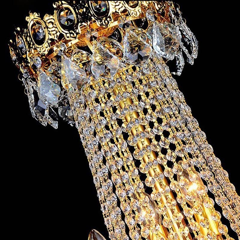 Lampadario di cristallo europeo per scale duplex